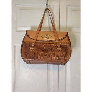 Vintage tooled Leather Hand Bag